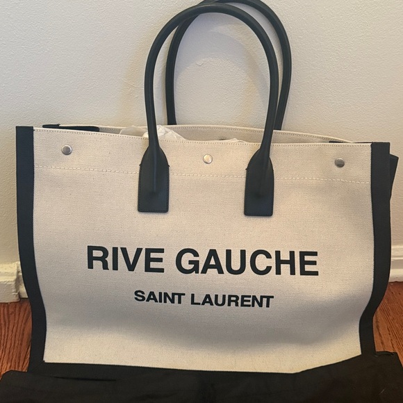 Saint Laurent Rive Gauche Tote - Leather & Canvas - New with tags - Picture 1 of 8